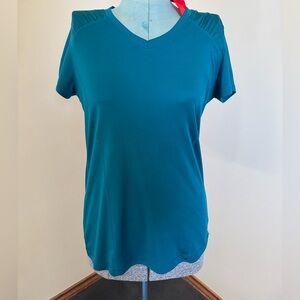 Women's Peacock blue V-Neck Athleisure top